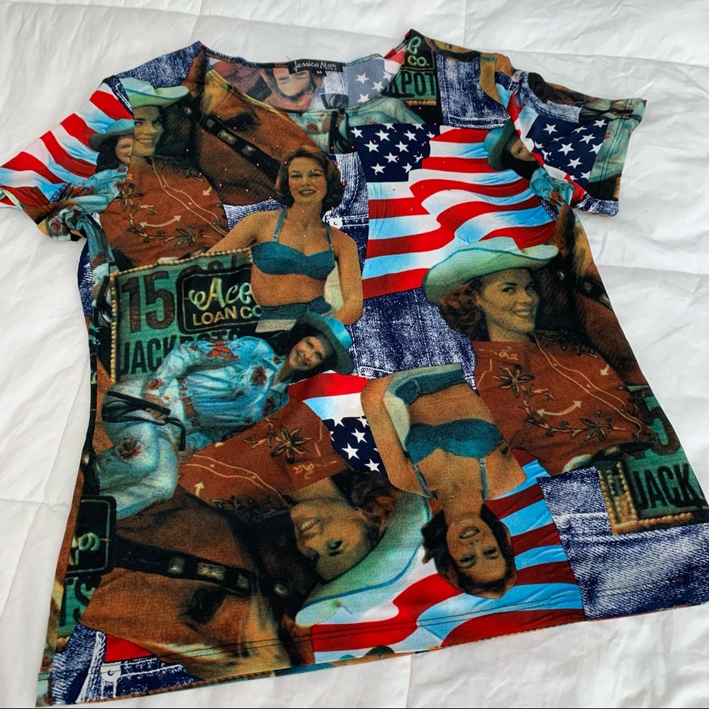 Vintage Jessica Max Pinup Cowgirl Blouse